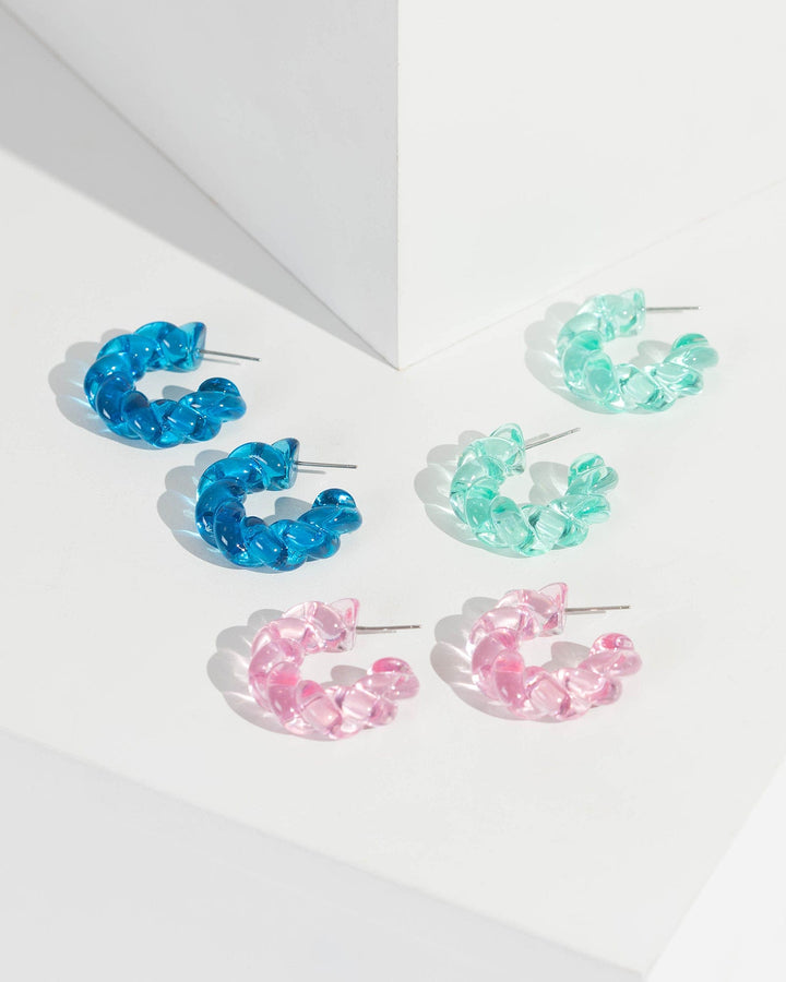Multi Colour Multi Pack Swirl Detail Hoop Earrings | Earrings