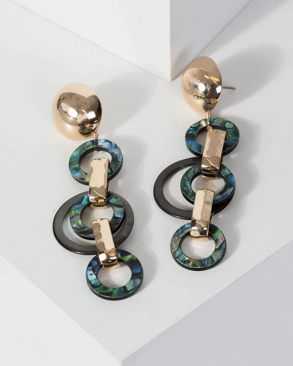 Multi Colour Multi Ring Drop Earrings | Earrings
