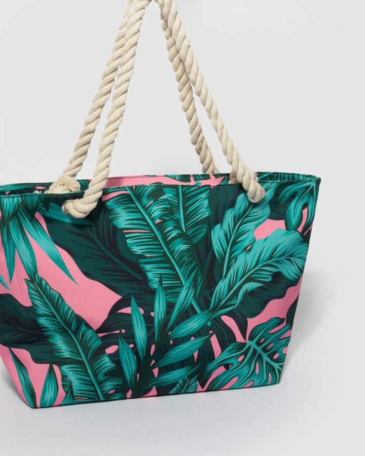 Multi Colour Palm Large Summer Beach Bag | Tote Bags