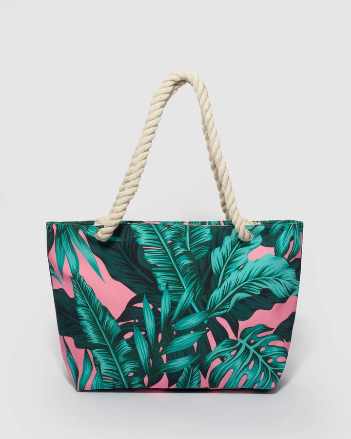 Multi Colour Palm Large Summer Beach Bag | Tote Bags