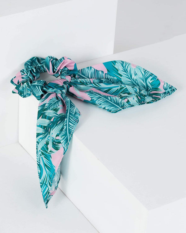 Multi Colour Palm Leaf Scarf Scrunchie | Accessories