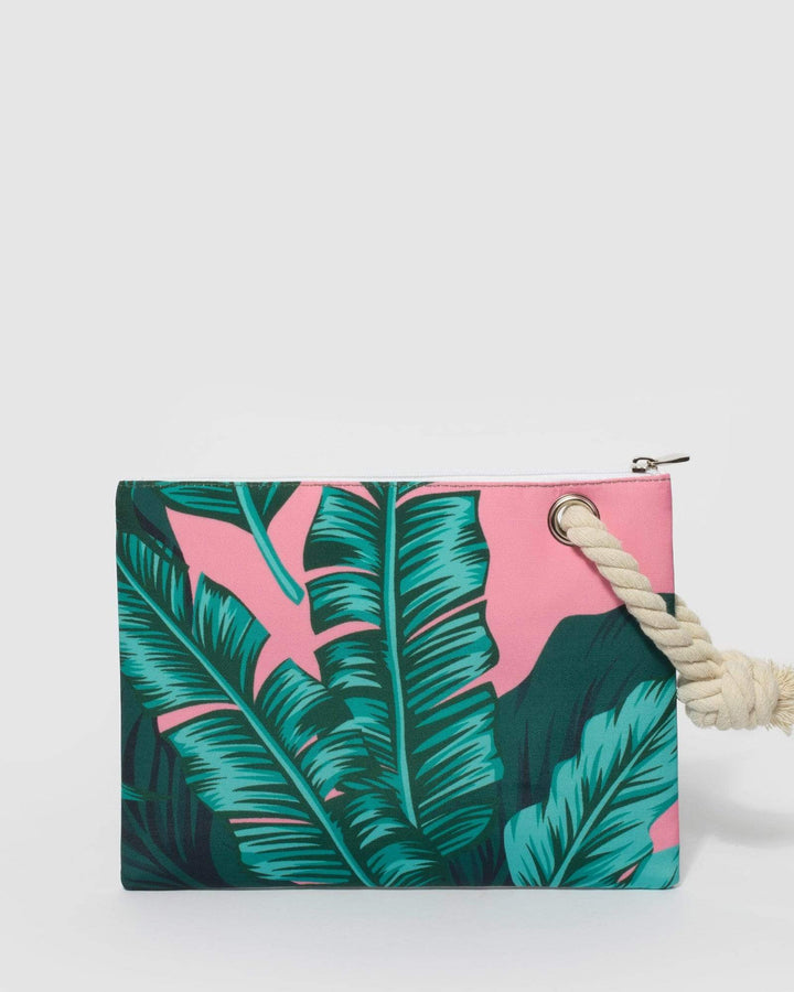 Multi Colour Palm Summer Beach Pouch | Tote Bags