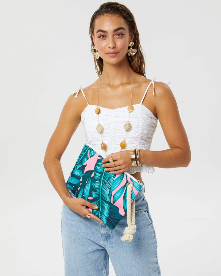 Multi Colour Palm Summer Beach Pouch | Tote Bags