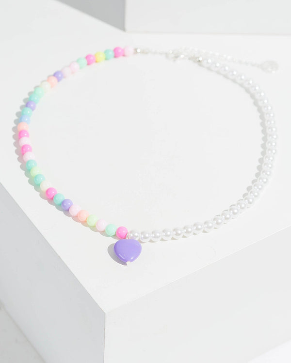 Colette by Colette Hayman Multi Colour Pearl And Beaded Detail Heart Necklace