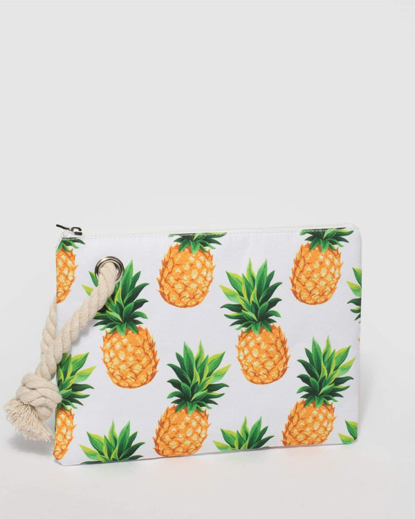 Multi Colour Pineapple Summer Beach Pouch | Purses