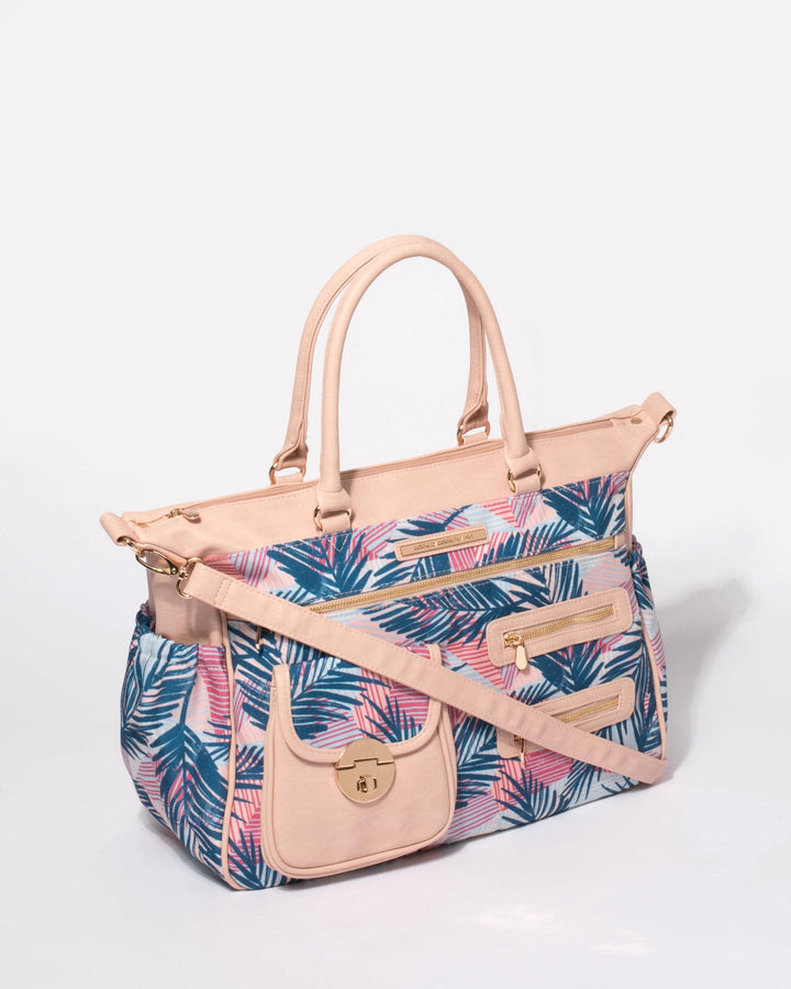 Colette by Colette Hayman Multi Colour Print Pocket And Zip Baby Bag With Gold Hardware