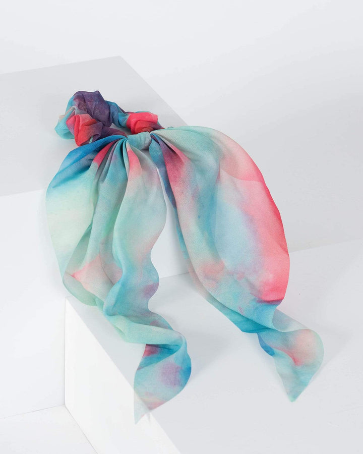 Multi Colour Rainbow Tie Dye Scarf Scrunchie | Accessories