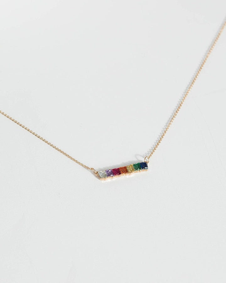 Multi Colour Rectangle Multi Crystal Necklace | Necklaces
