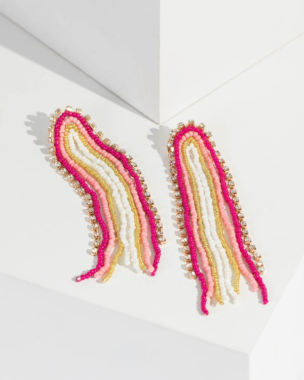 Multi Colour Statement Bead And Pearl Drop Earrings | Earrings