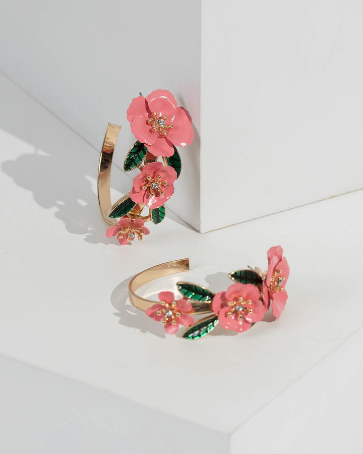 Multi Colour Statement Flower Hoop Earrings | Earrings