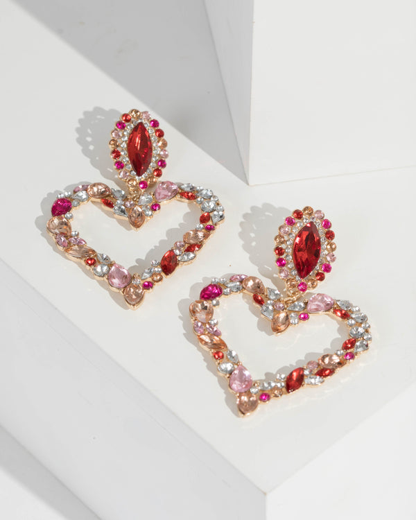 Multi Colour Statement Love Heart Drop Earrings | Earrings