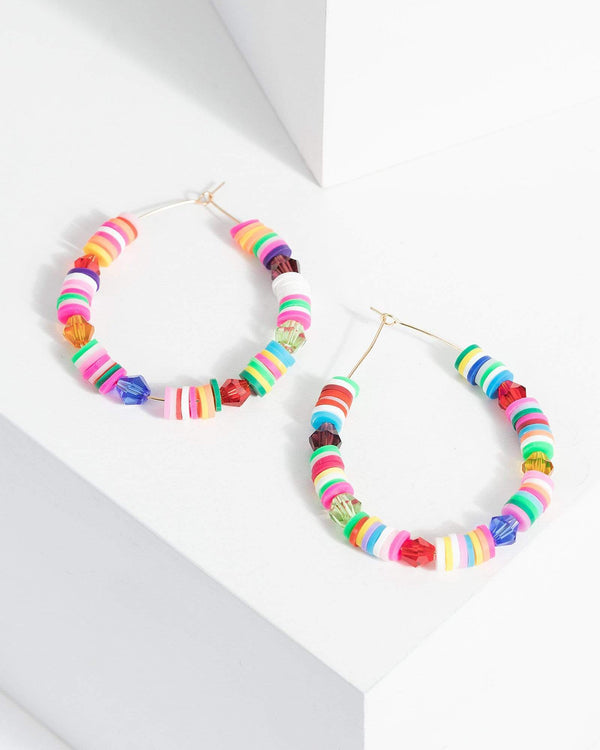Multi Colour Stripe Hoops Earrings | Earrings