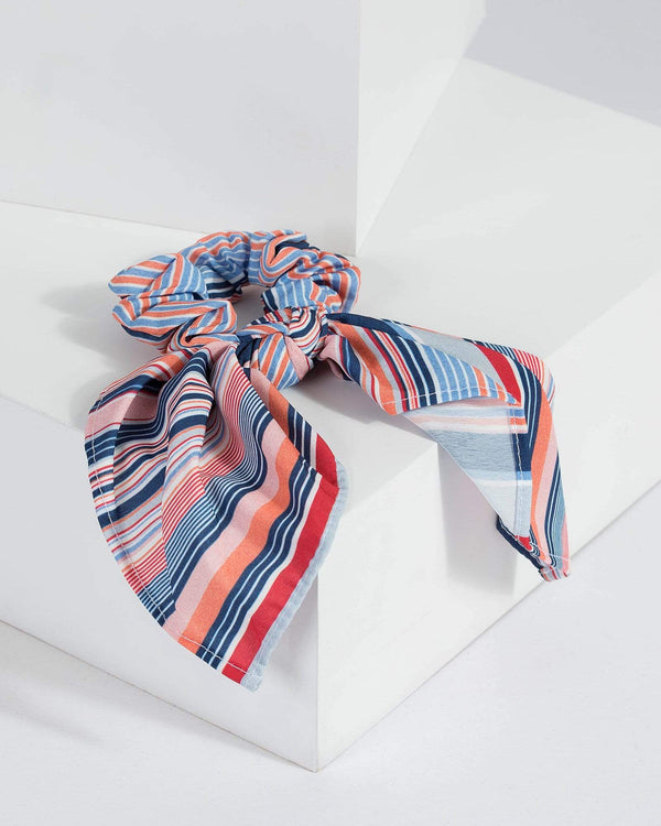Multi Colour Stripe Scarf Scrunchie | Accessories