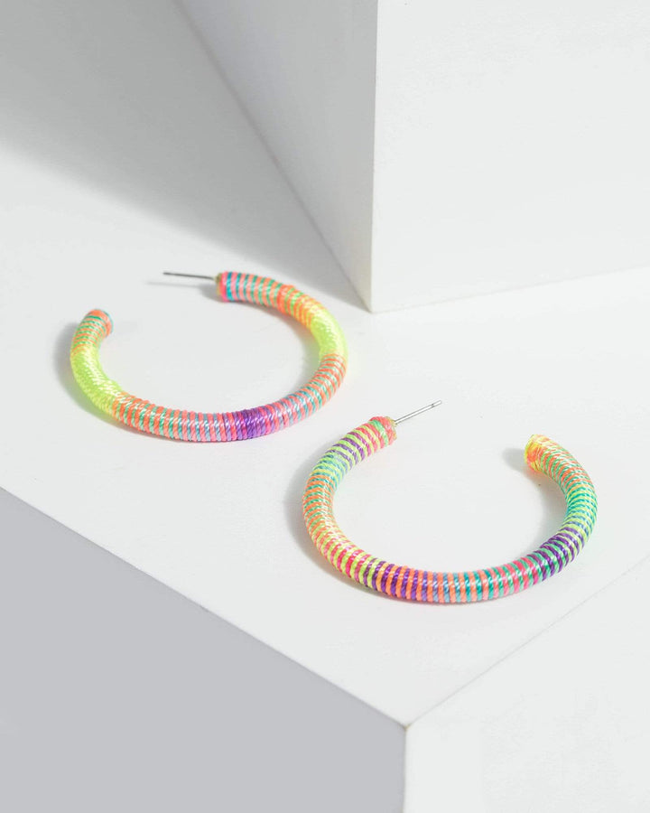 Multi Colour Thread Wrapped Hoops Earrings | Earrings