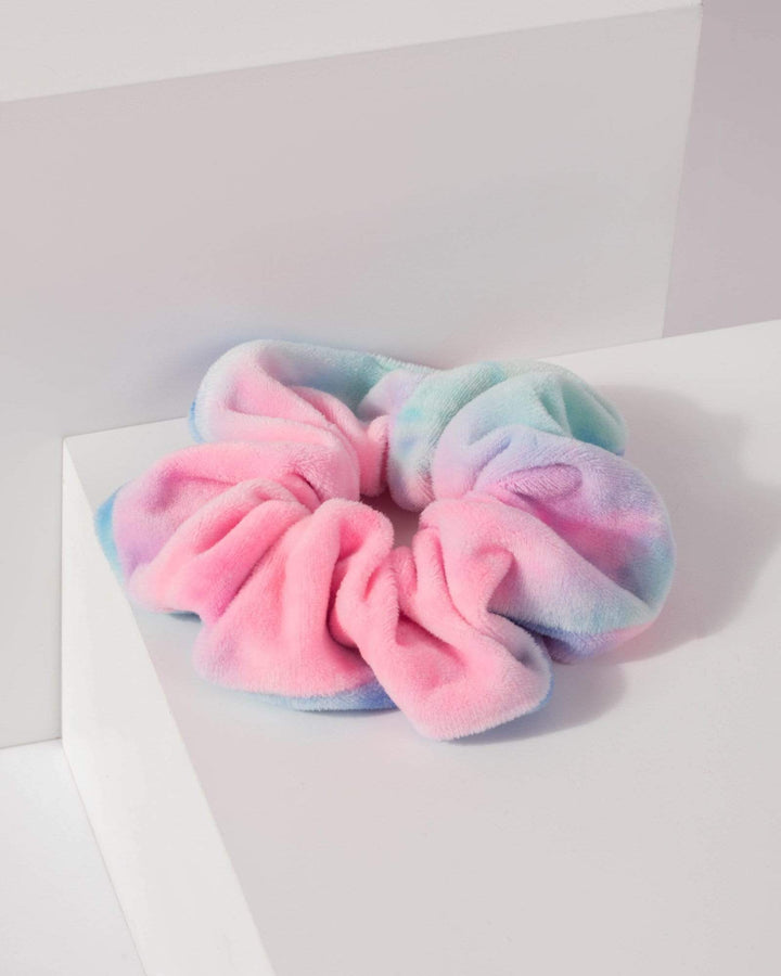 Multi Colour Tie Dye Velvet Scrunchie | Accessories