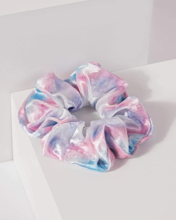 Multi Colour Tie Dye Velvet Scrunchie | Accessories