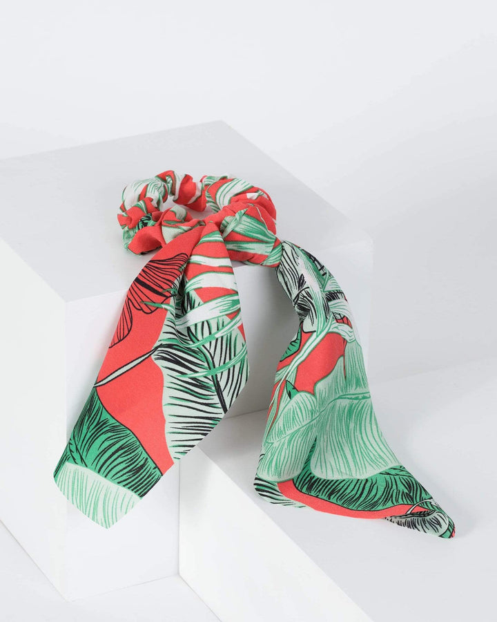 Multi Colour Tropical Leaf Print Hair Tie | Accessories