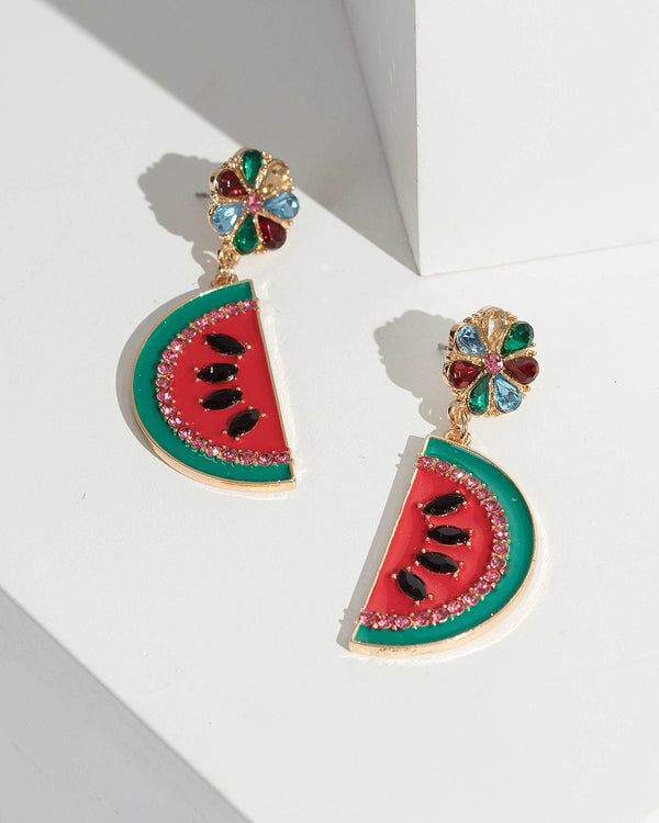 Multi Colour Watermelon Drop Earrings | Earrings