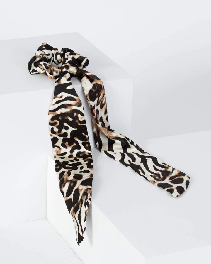 Multi Colour Zebra And Cheetah Print Scarf Scrunchie | Accessories