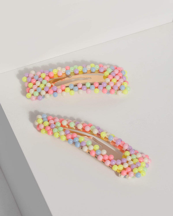 Multi Coloured Beaded Clips | Hair Accessories