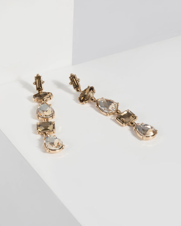 Multi Crystal Row Drop Earrings | Earrings