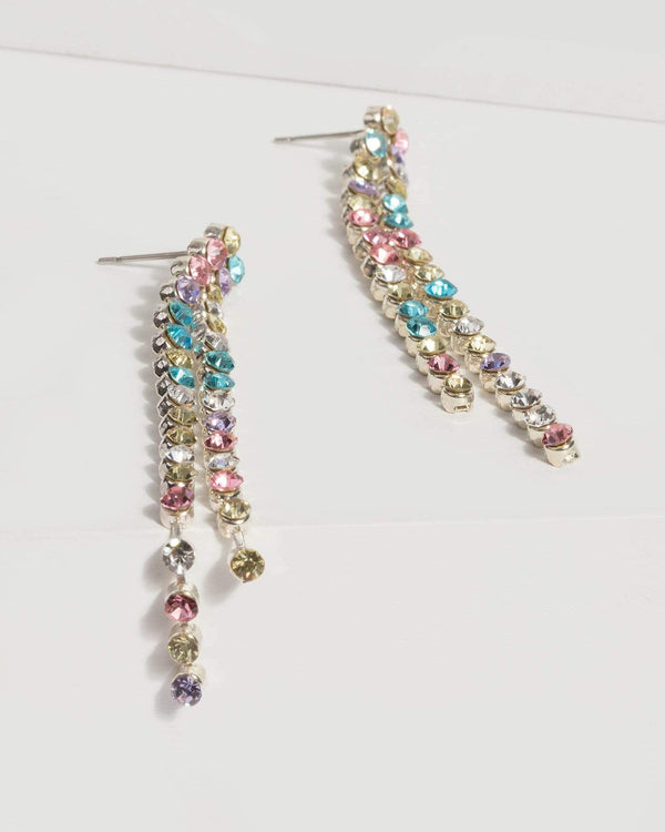 Multi Diamante Tassel Drop Earrings | Earrings