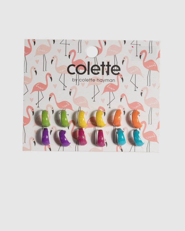 Multi Glitter Hoop Earring Set | Earrings
