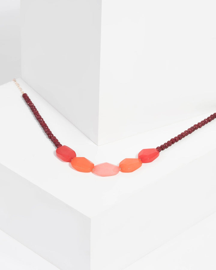 Multi Large Stone and Beaded Necklace | Necklaces