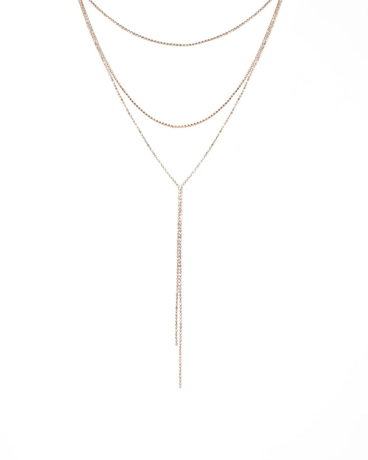 Multi Row Diamante Lariat Necklace | Necklaces