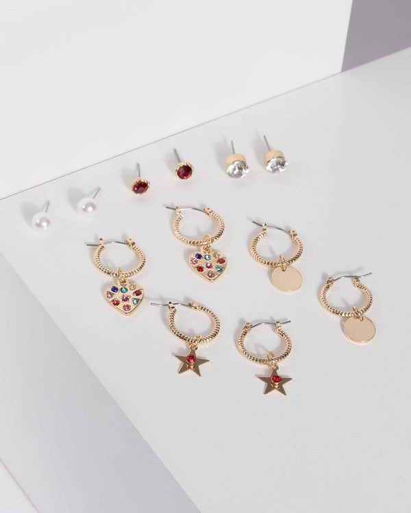 Multi Star and Hearts Earring Set | Earrings