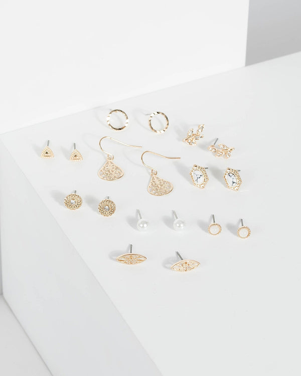 Colette by Colette Hayman Multi Stone And Metal 9 Earrings Pack