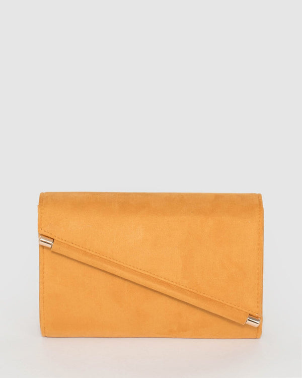 Mustard Hannah Diagonal Bar Clutch Bag | Clutch Bags
