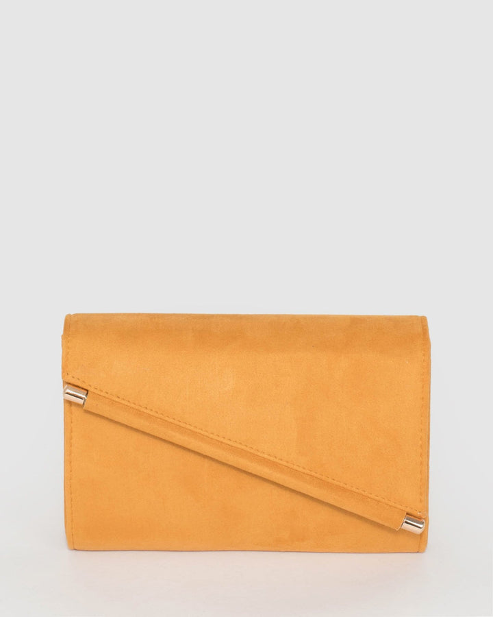 Mustard Hannah Diagonal Bar Clutch Bag | Clutch Bags