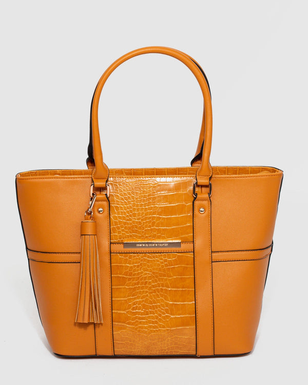 Mustard Rabiah Tassel Tote Bag | Tote Bags