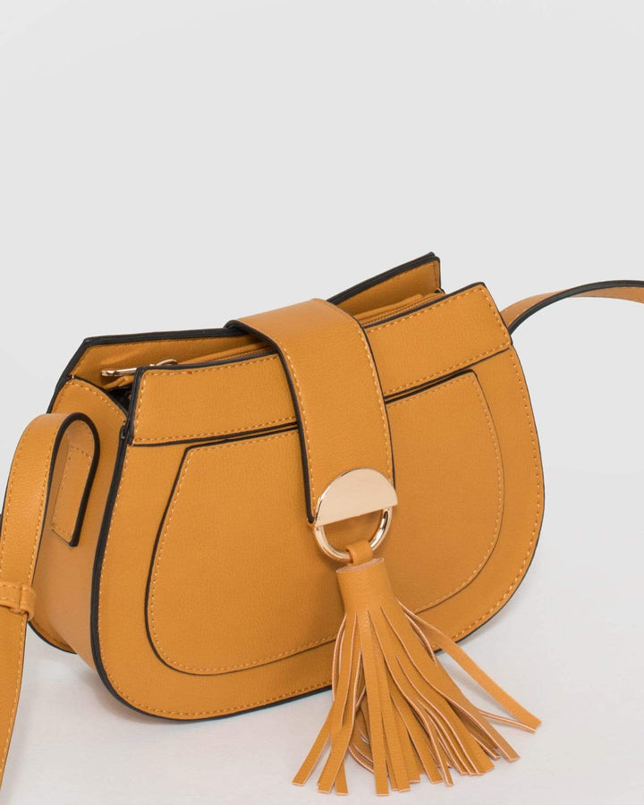 Mustard Sofia Saddle Bag | Crossbody Bags