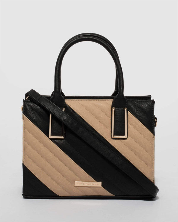 Natural and Black Stef Stripe Panel Mini Bag | Mini Bags