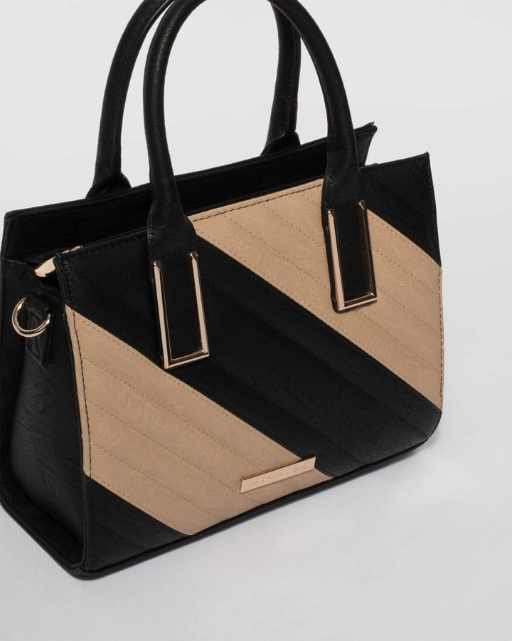 Natural and Black Stef Stripe Panel Mini Bag | Mini Bags