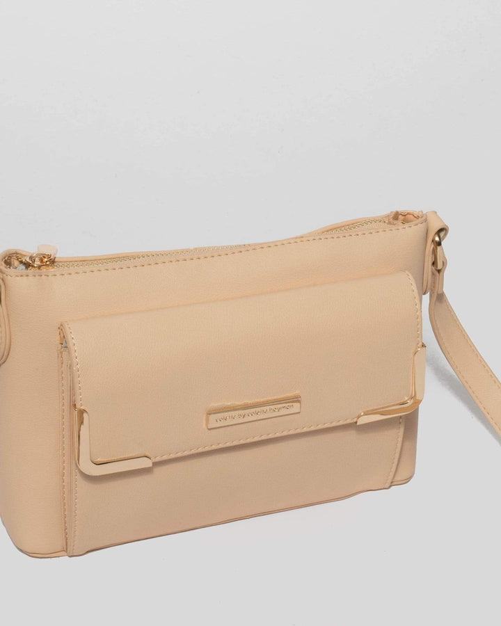 Natural Karissa Front Pocket Crossbody Bag | Crossbody Bags