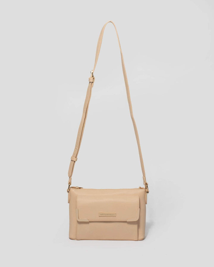 Natural Karissa Front Pocket Crossbody Bag | Crossbody Bags