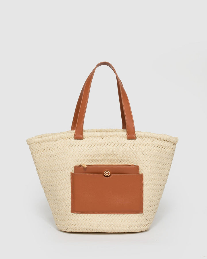 Natural Luisa Pocket Tote Bag | Tote Bags