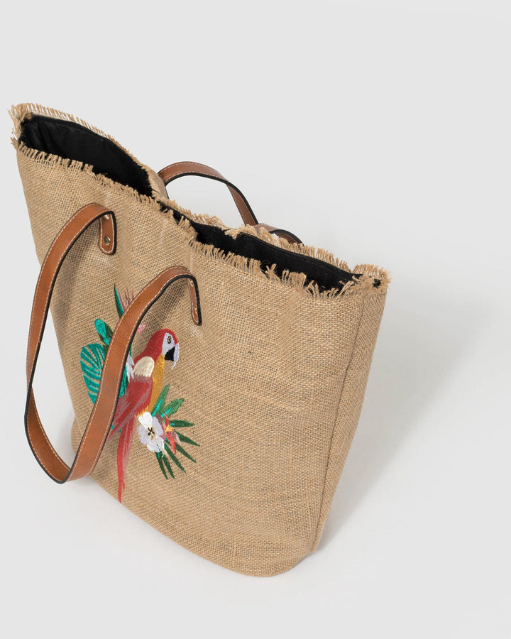 Natural Parrot Shoulder Tote Bag | Tote Bags