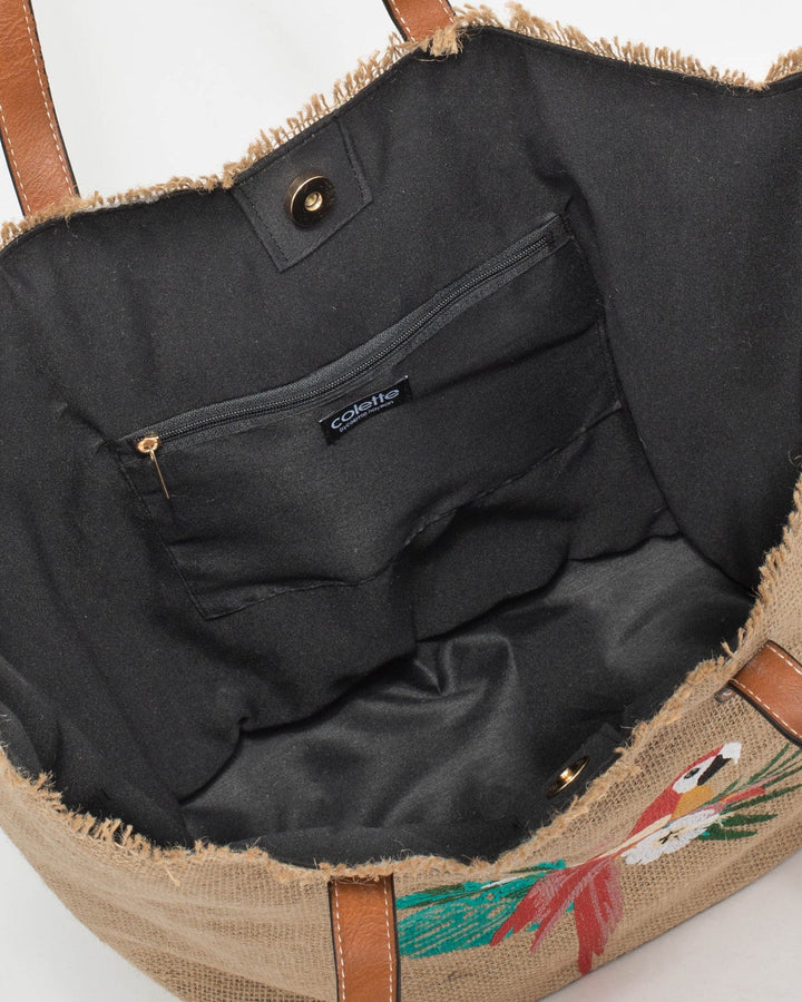 Natural Parrot Shoulder Tote Bag | Tote Bags