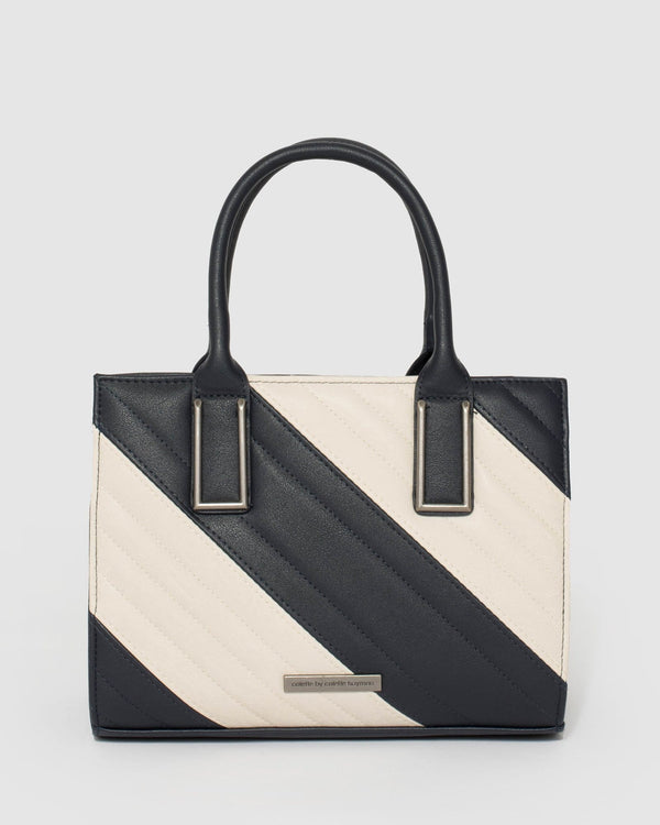 Navy and Ivory Stef Stripe Panel Mini Bag | Mini Bags