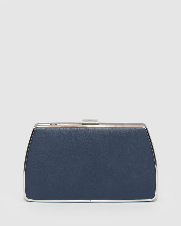 Navy Blue Claudette Hardcase Clutch Bag | Clutch Bags