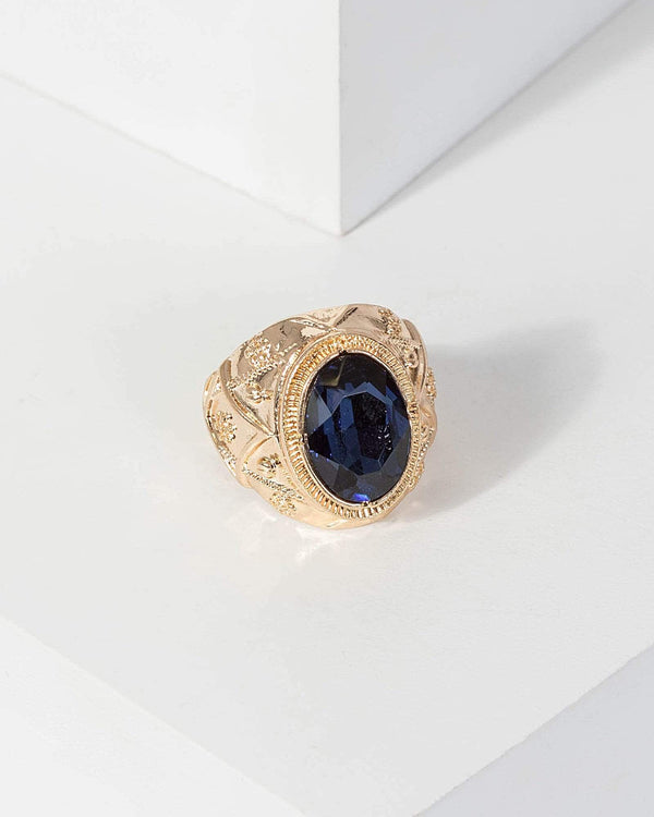 Navy Blue Cocktail Crystal Ring | Rings