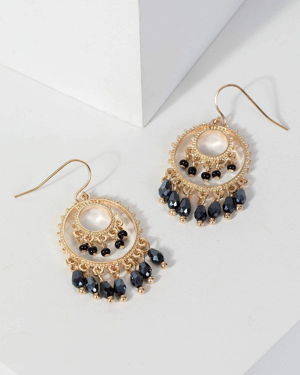 Colette by Colette Hayman Navy Blue Crystal Tassel Drop Earrings