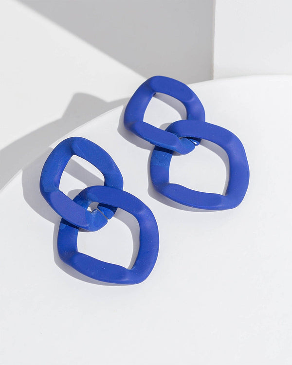 Colette by Colette Hayman Navy Blue Double Link Drop Earrings
