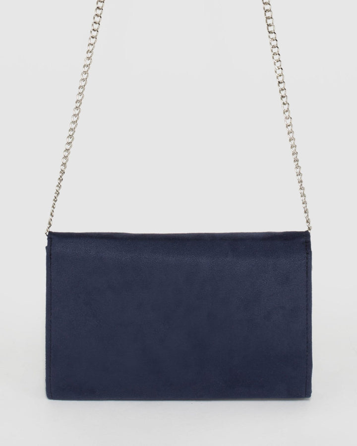 Navy Blue Hannah Diagonal Bar Clutch Bag | Clutch Bags