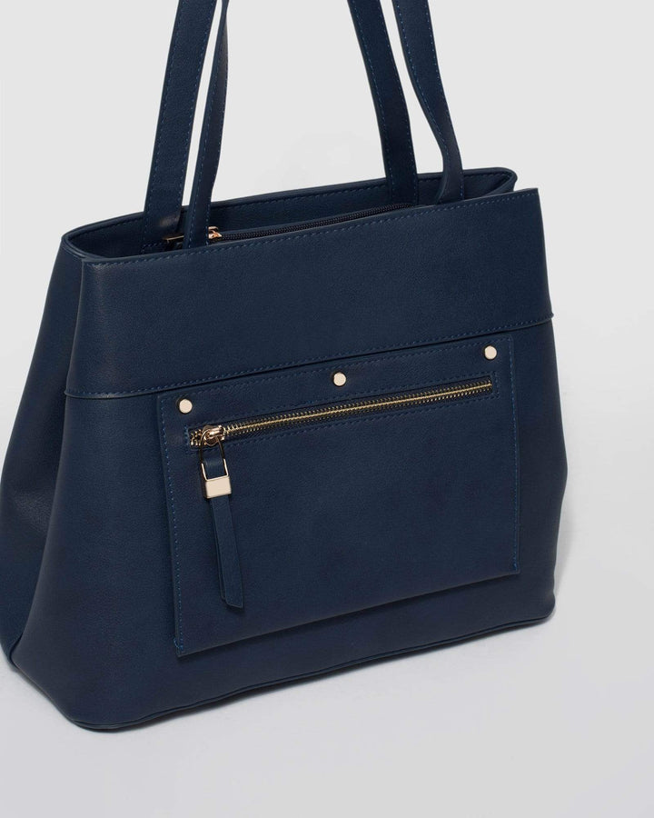 Navy Blue Hannah Zip Tote Bag | Tote Bags