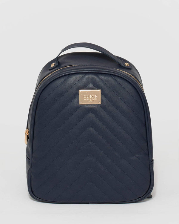 Navy Blue Kat Arrow Quilt Backpack | Backpacks